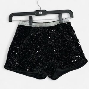 Shein Black Sequin High Waist Sparkle Party Disco Glitter Girls Sz 9 Shorts